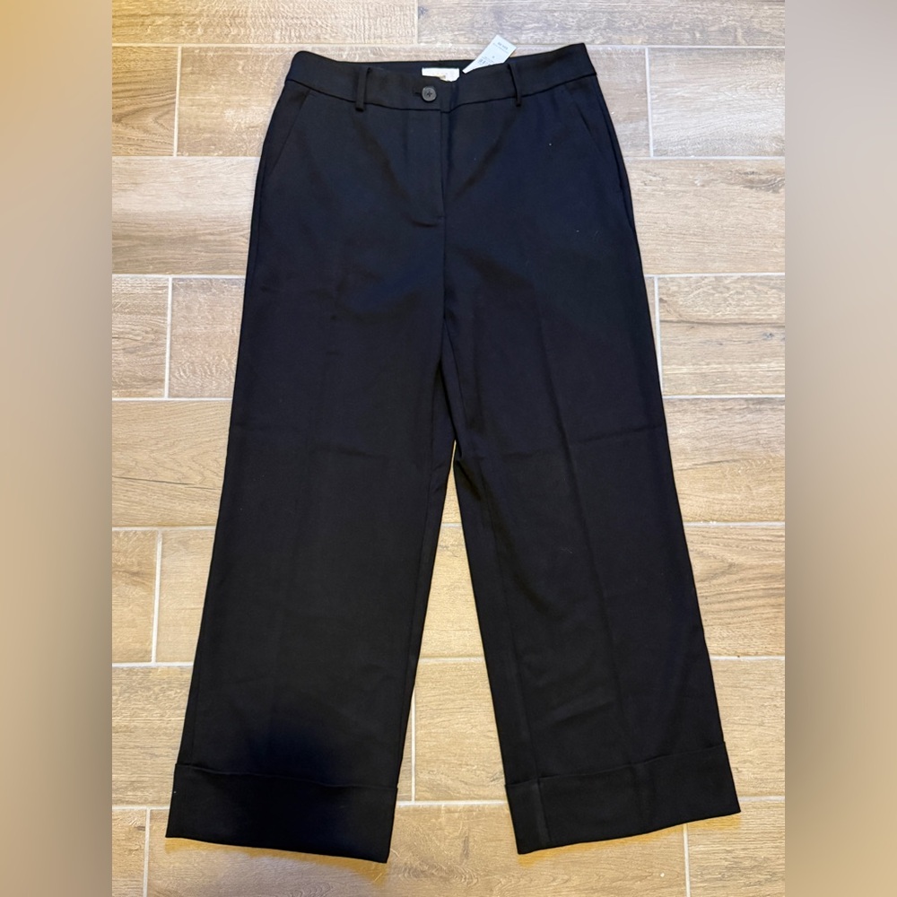 LOFT Black Wide-Leg Crop Trousers Size 6 NWT